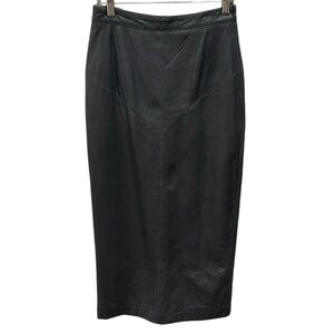 Axis Black Leather Midi Skirt SZ 8
